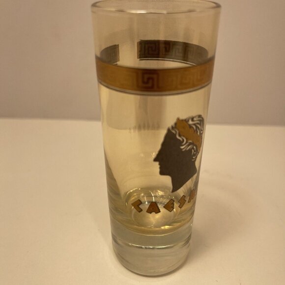 Vintage Caesars Palace Gold Trim Glass Tumbler With Roman Head Design - Picture 5 of 7